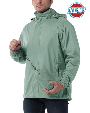 0.70 lbs 5000mm W/P Index 5000 Level Breathable Men's Packable Rain Shell Jacket with 4 Pockets