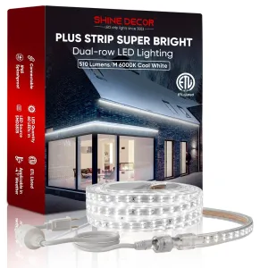 110V Super Bright Double Row Plus LED Strip 6000K Cool White 510Lumens/M