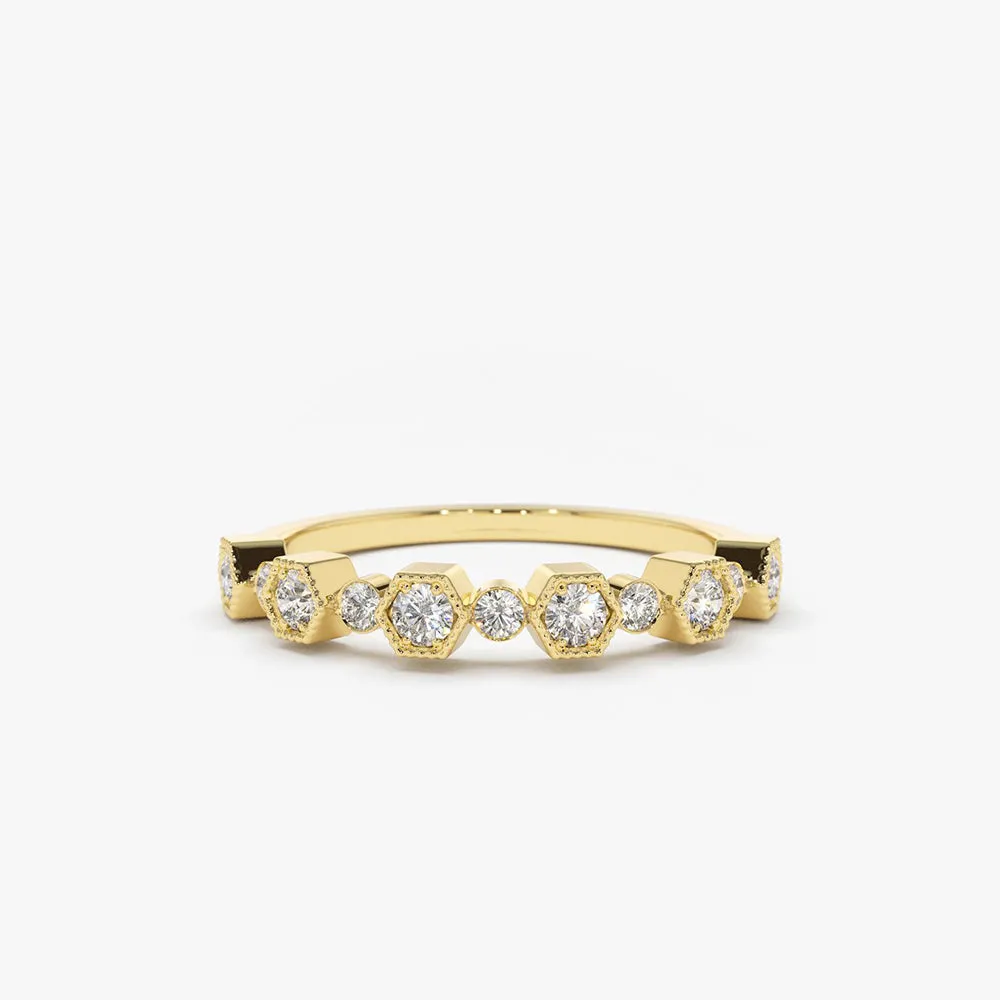 14K Gold Unique Diamond Anniversary Ring