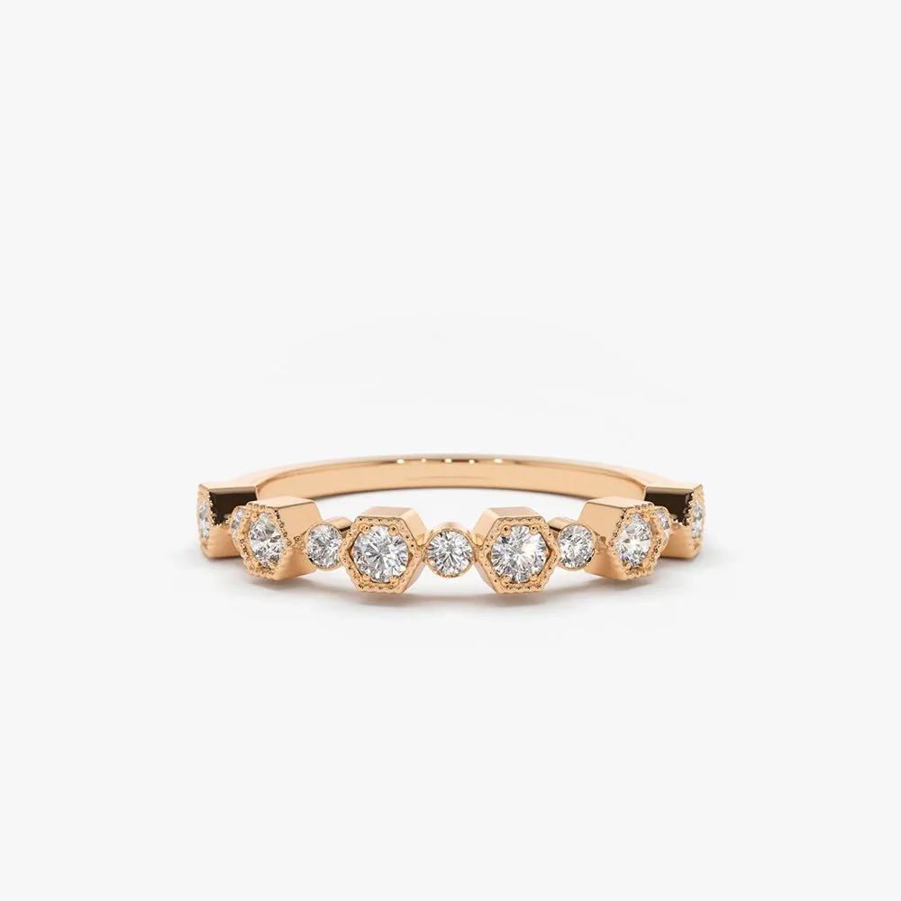 14K Gold Unique Diamond Anniversary Ring