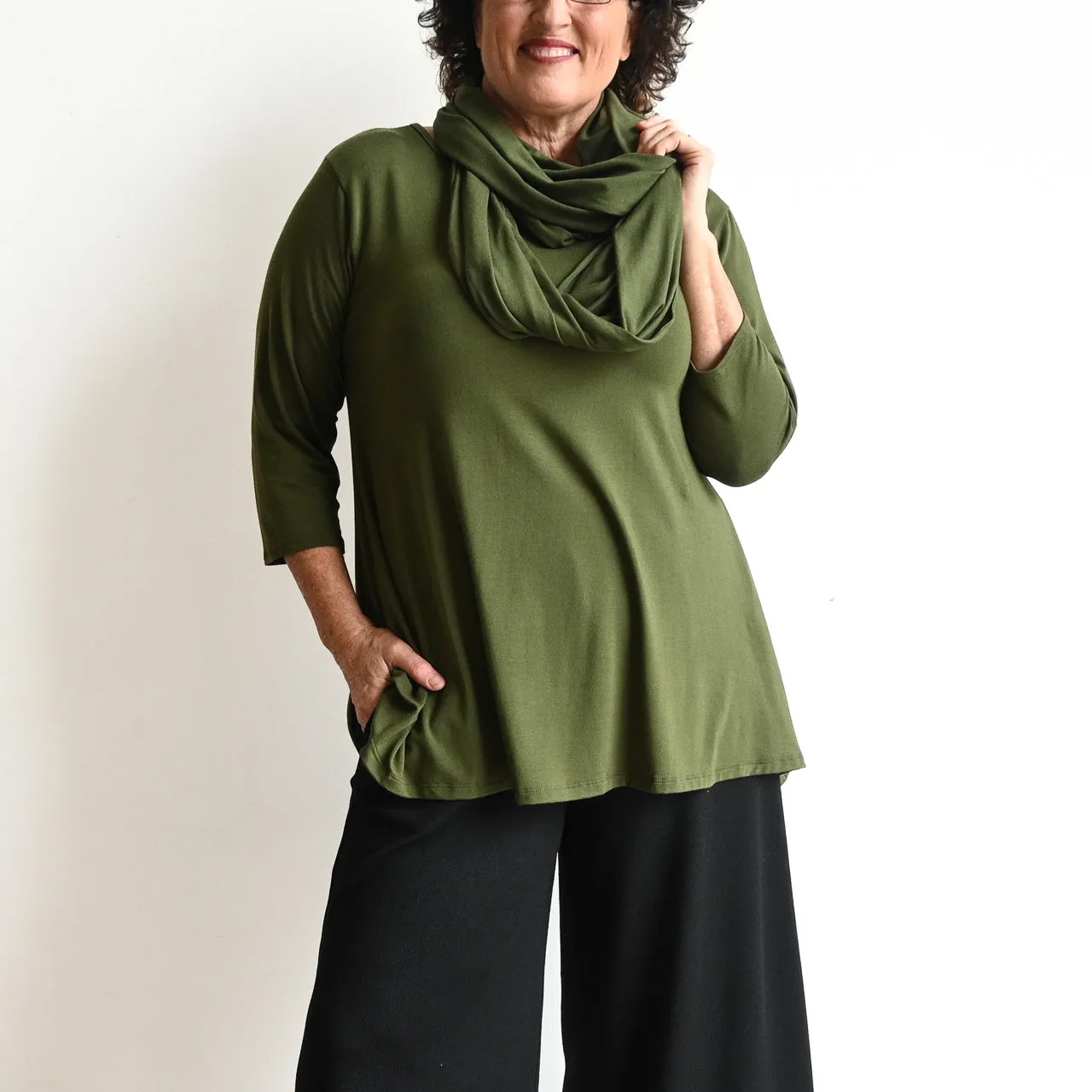 A-Line Tunic Tee by KOBOMO Bamboo - 3/4 Sleeve