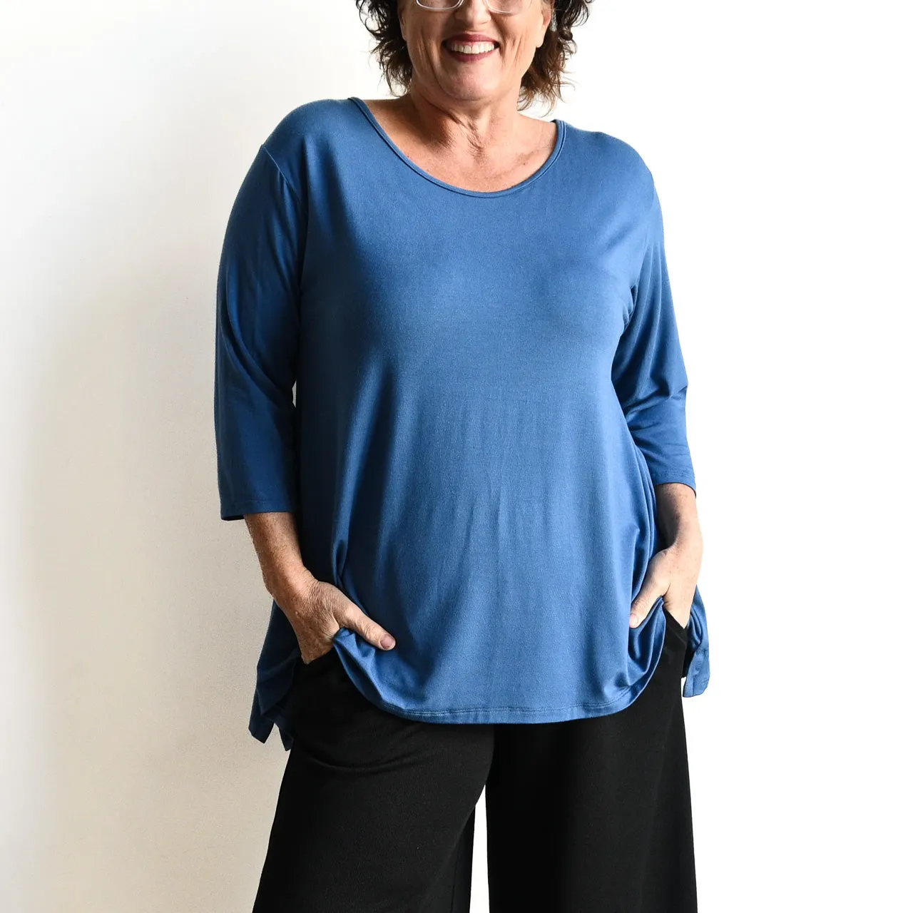 A-Line Tunic Tee by KOBOMO Bamboo - 3/4 Sleeve