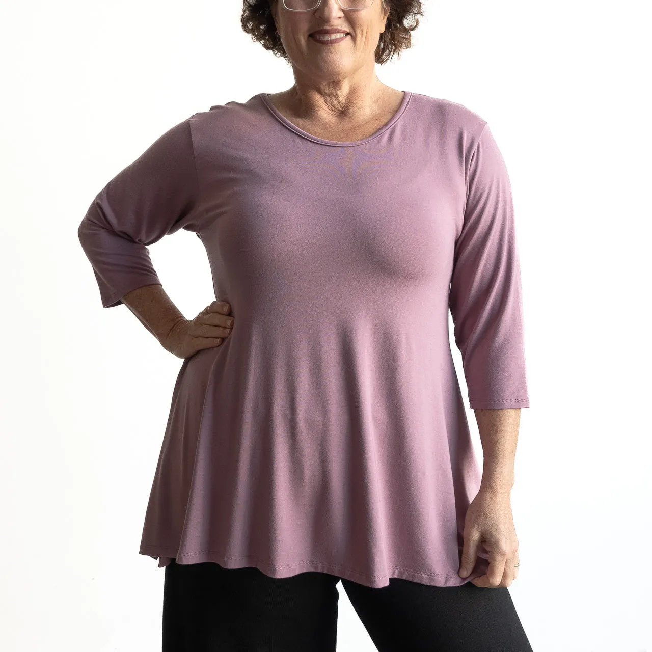 A-Line Tunic Tee by KOBOMO Bamboo - 3/4 Sleeve