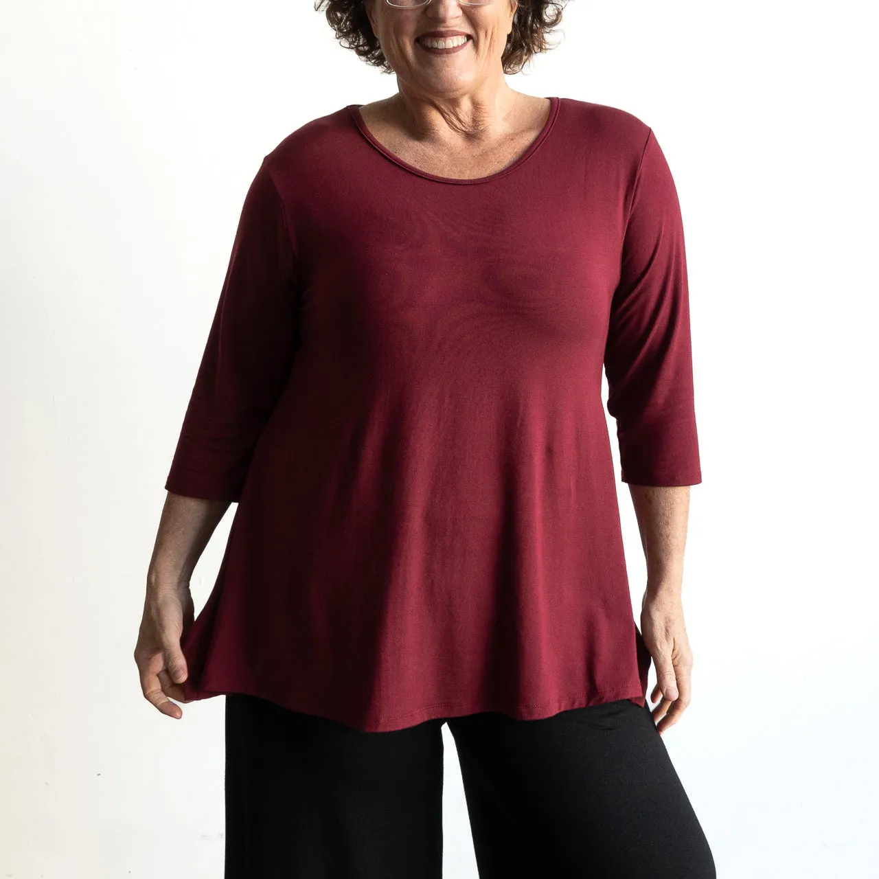 A-Line Tunic Tee by KOBOMO Bamboo - 3/4 Sleeve