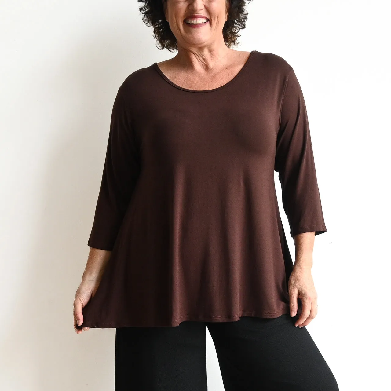 A-Line Tunic Tee by KOBOMO Bamboo - 3/4 Sleeve