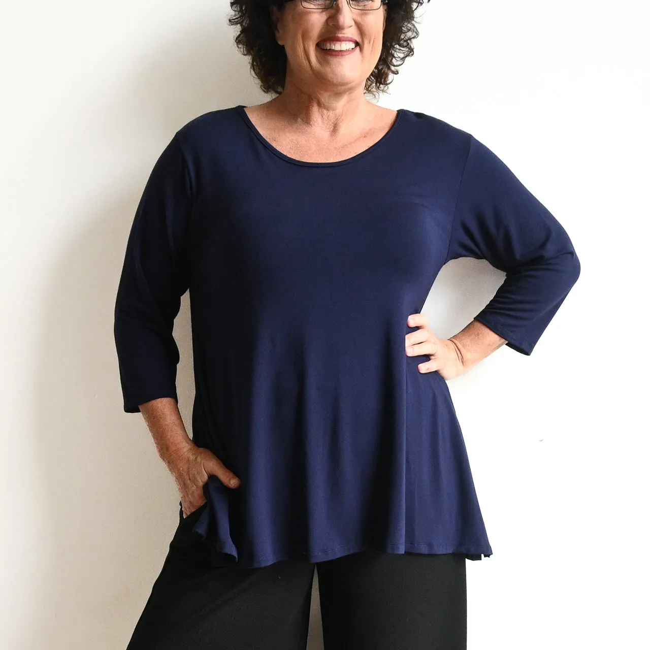 A-Line Tunic Tee by KOBOMO Bamboo - 3/4 Sleeve