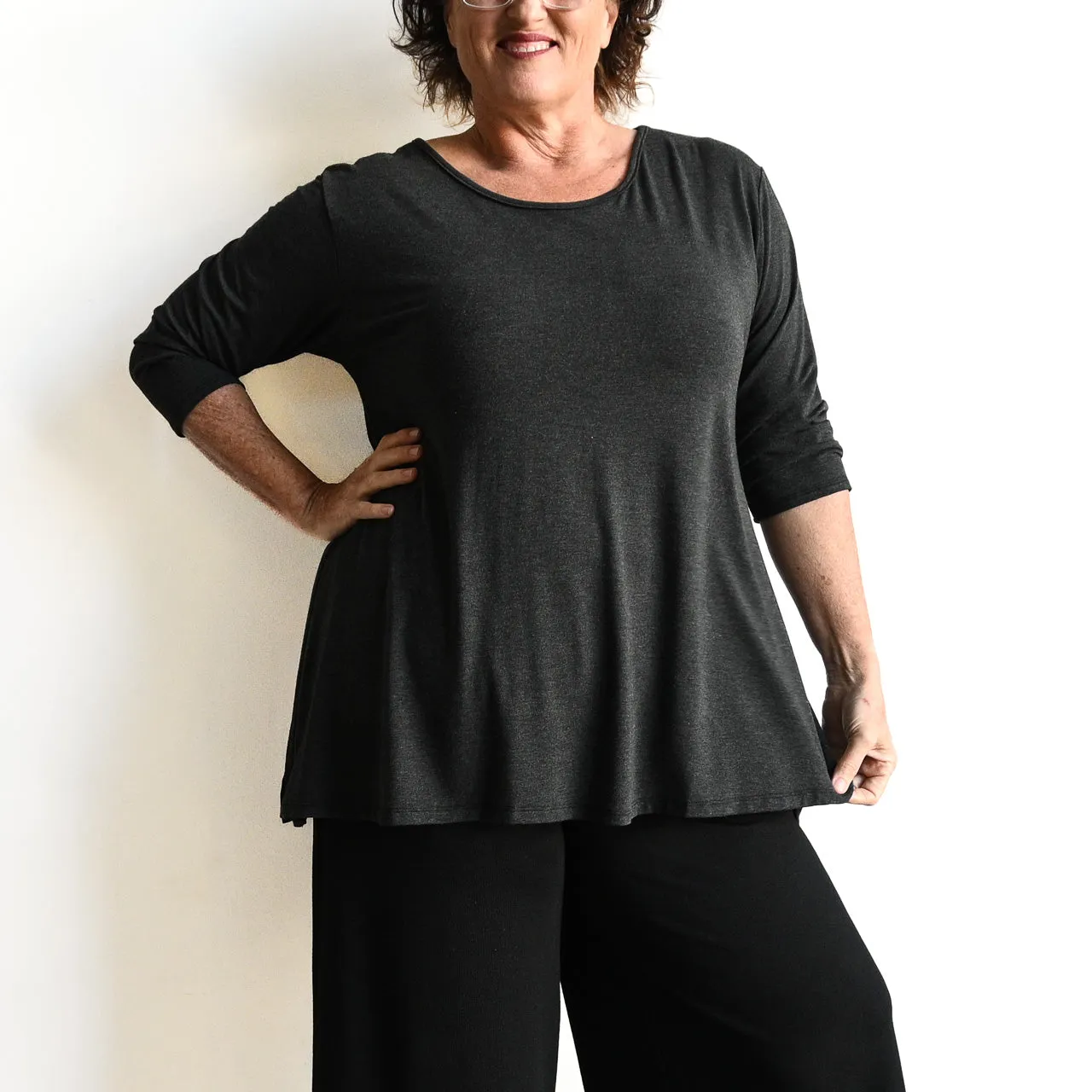 A-Line Tunic Tee by KOBOMO Bamboo - 3/4 Sleeve