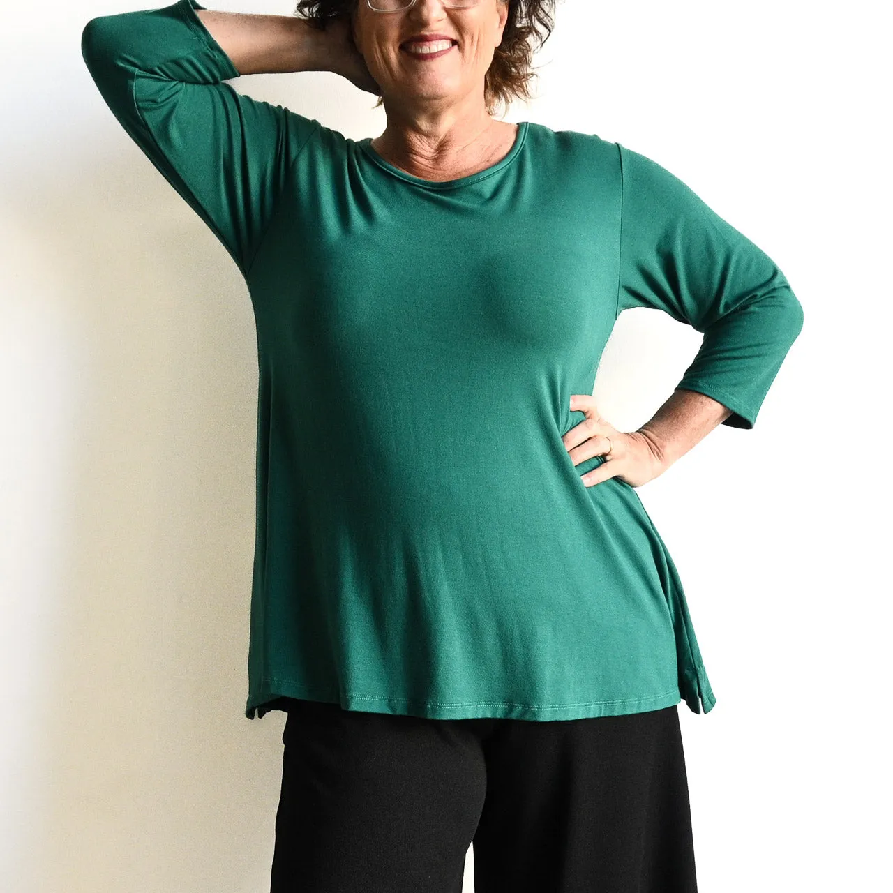 A-Line Tunic Tee by KOBOMO Bamboo - 3/4 Sleeve