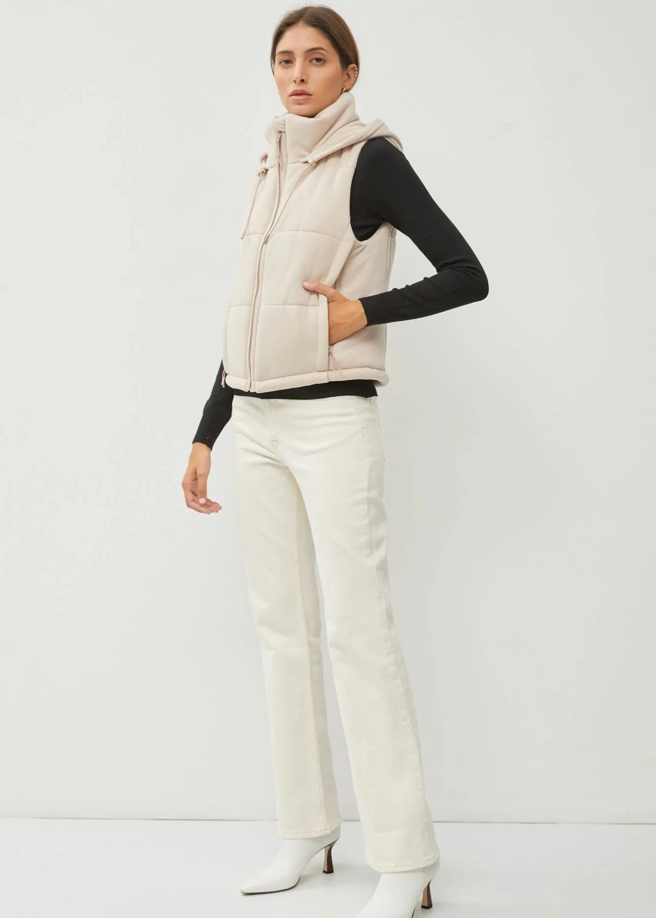 After the Storm Hooded Vest in Cream