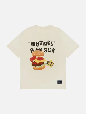 AlanBalen® - Cartoon Burger Print Tee