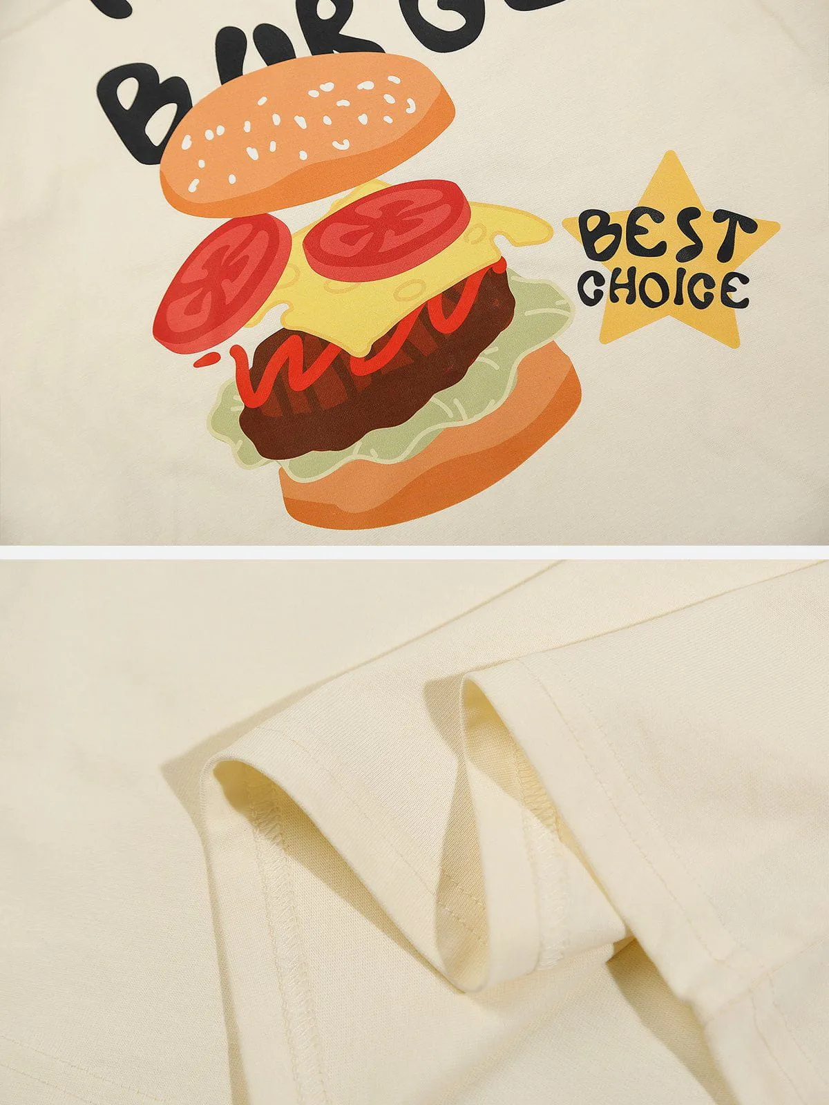 AlanBalen® - Cartoon Burger Print Tee