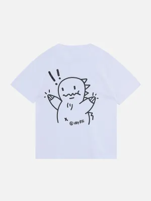 AlanBalen® - Cartoon Line Dinosaur Print Tee