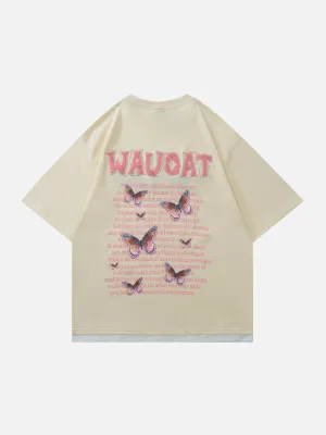 AlanBalen® - Flocked Letters Butterfly Print Tee