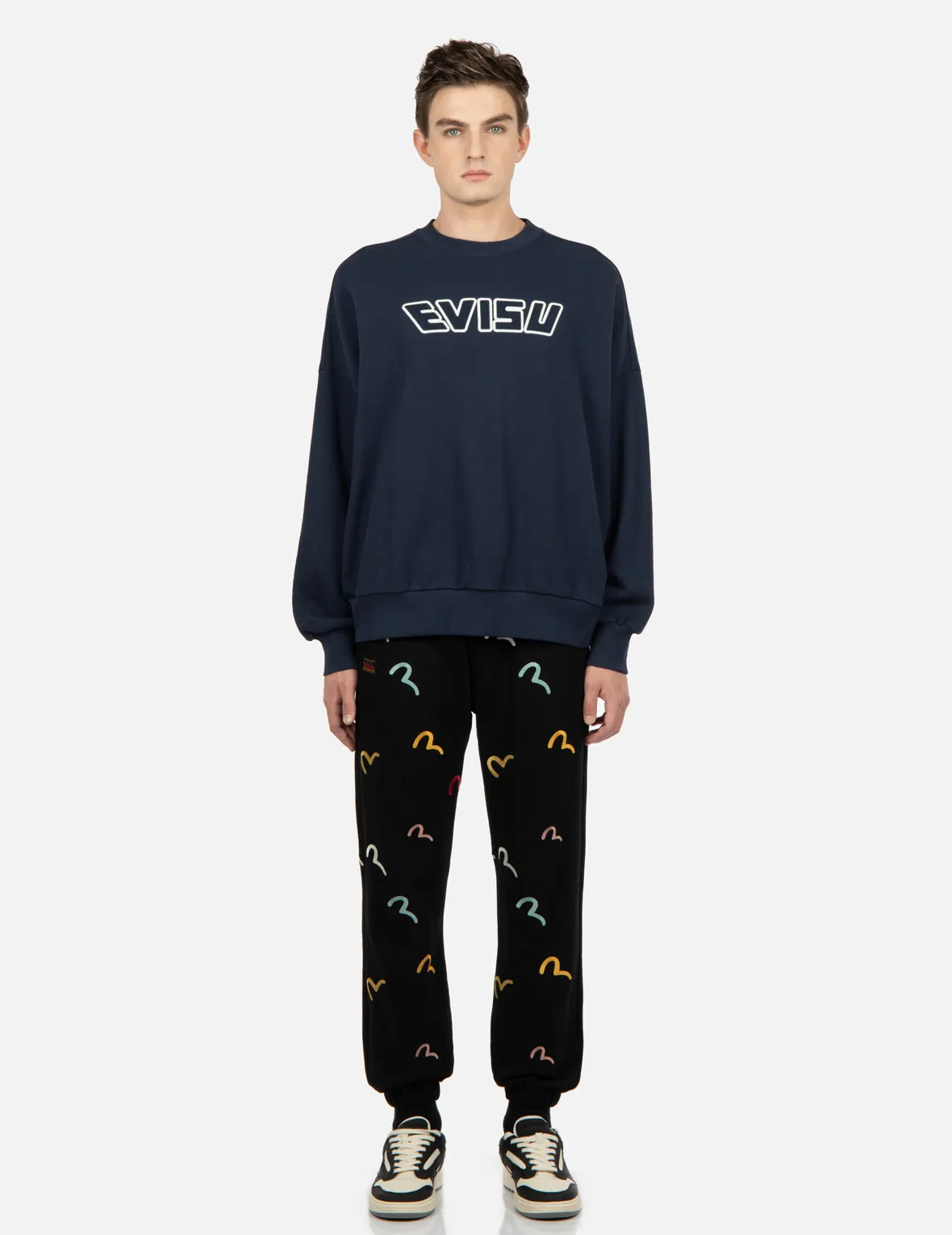 Allover Seagull Embroidery Sweatpants