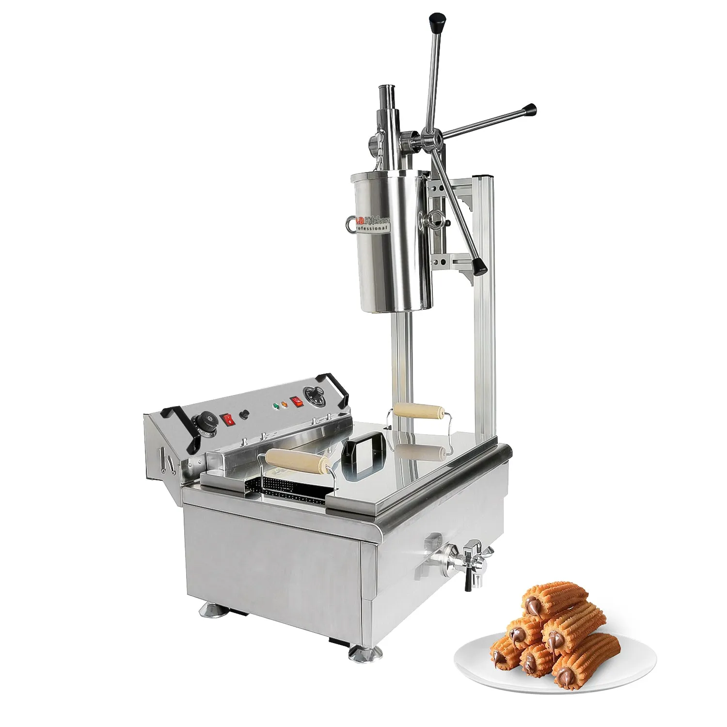 AP-281F Churro Maker Machine | Mexican Churro Maker | 3-Hole Nozzles plus Knife | Deep Fryer | Manual