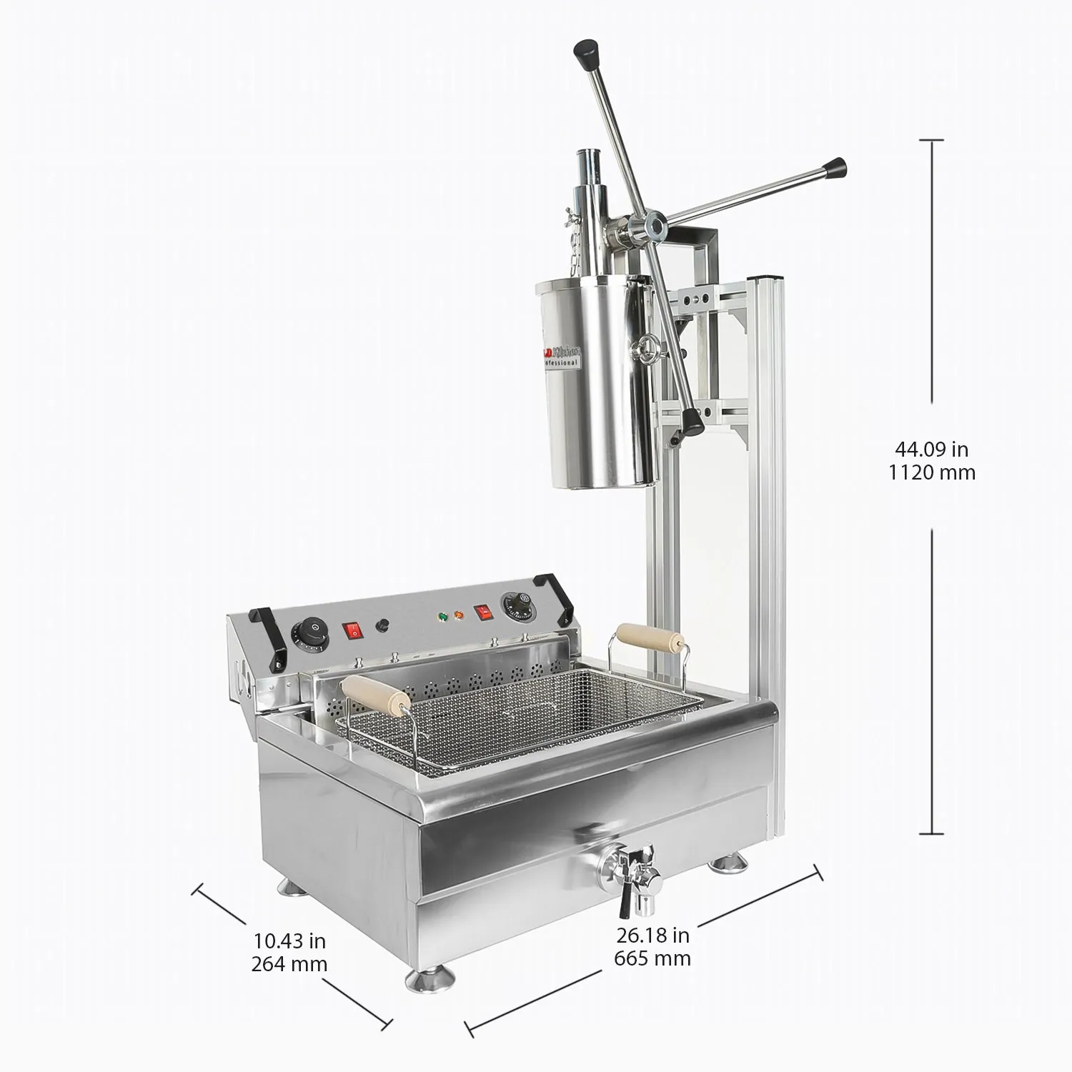 AP-281F Churro Maker Machine | Mexican Churro Maker | 3-Hole Nozzles plus Knife | Deep Fryer | Manual