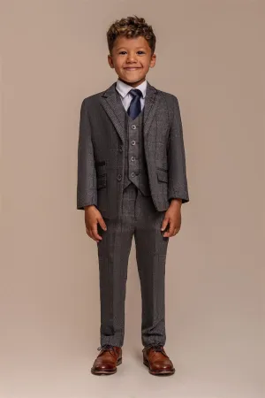 Boys Albert Grey Tweed Check Suit