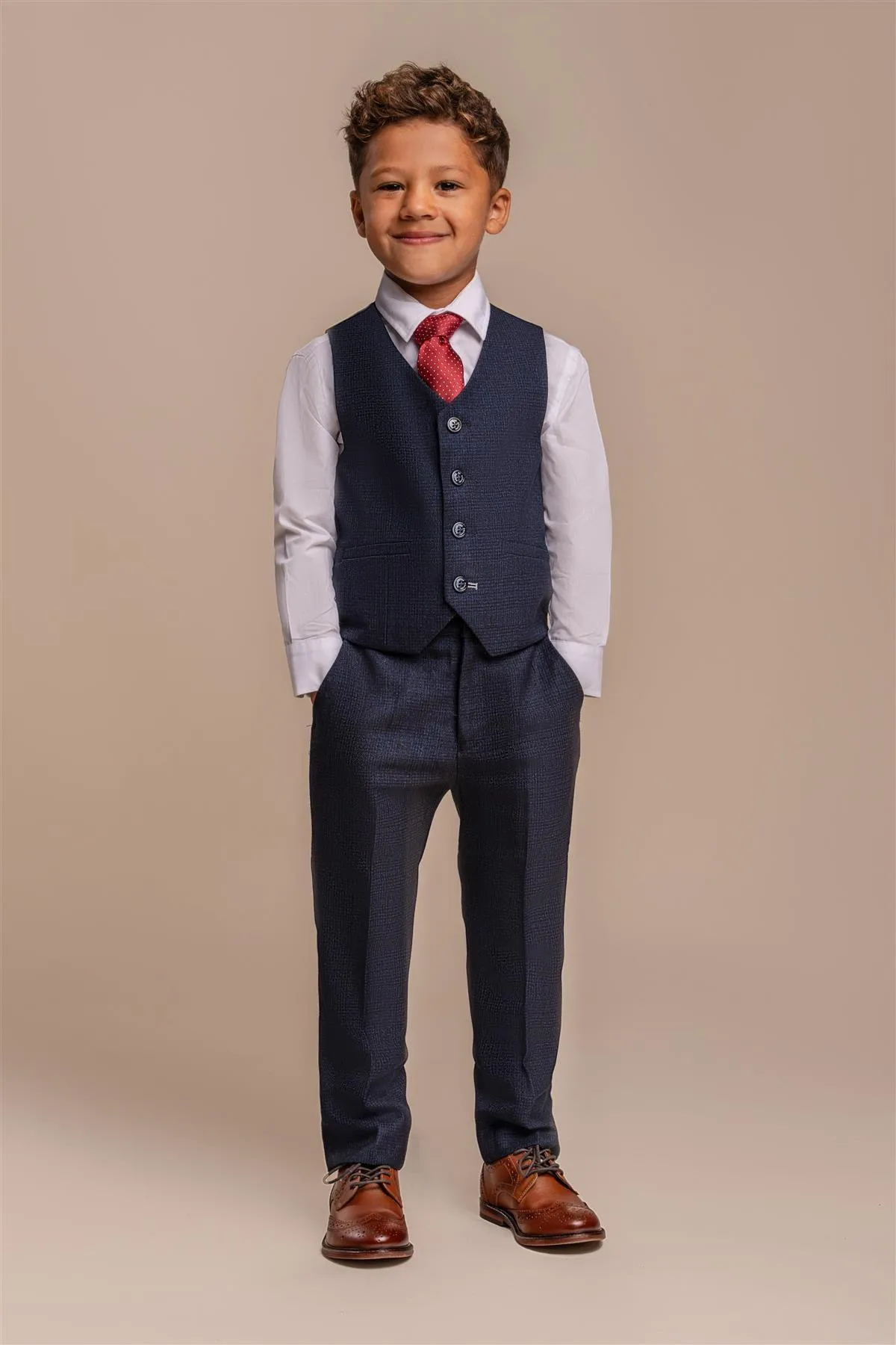 Boys Caridi Navy Three Piece Suit