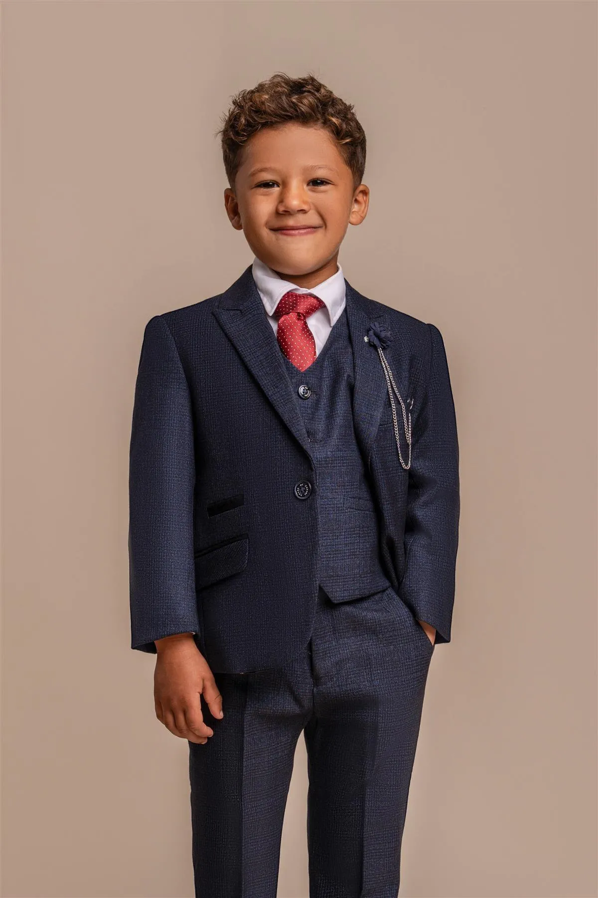 Boys Caridi Navy Three Piece Suit