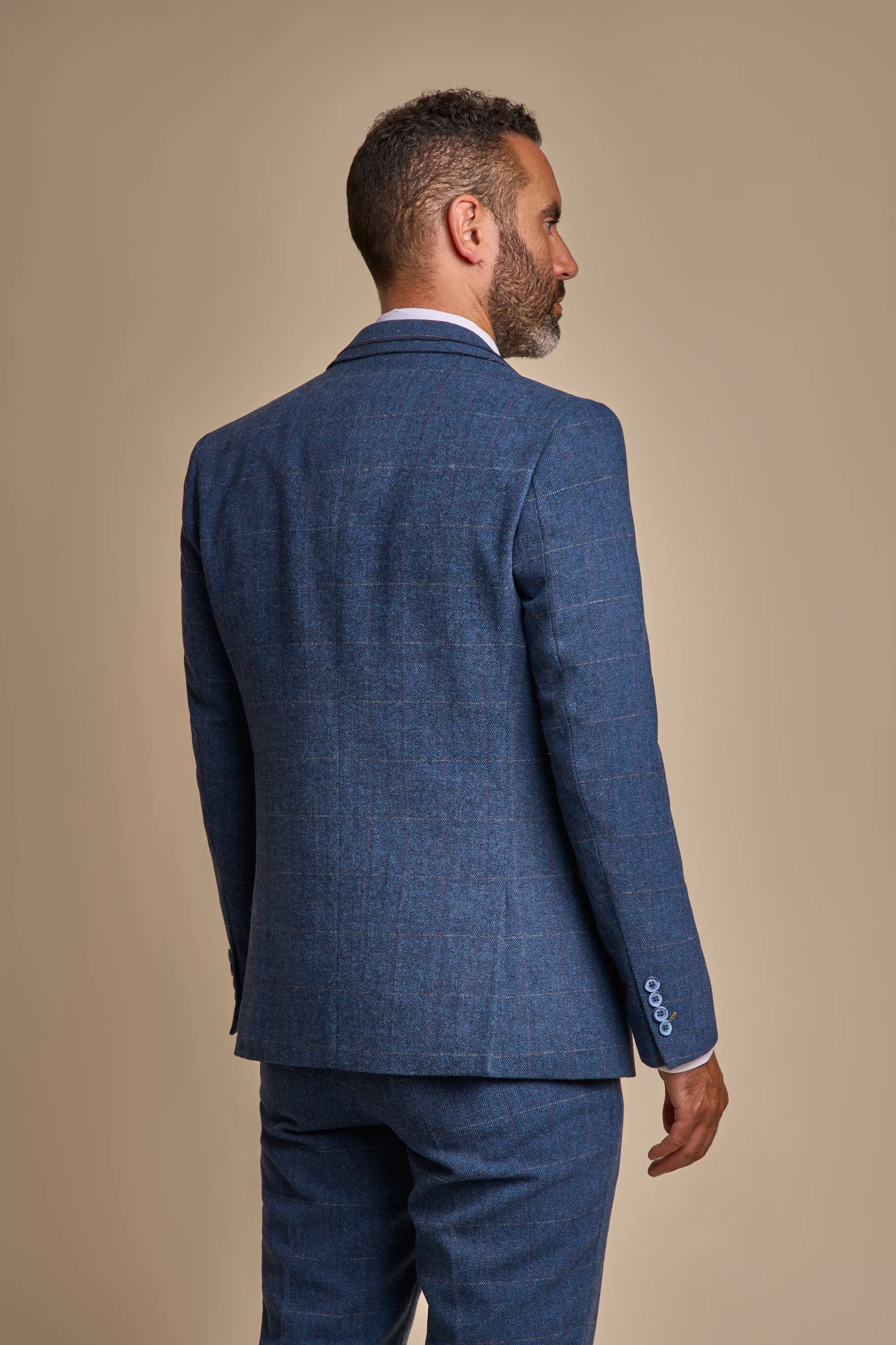 Carnegi Navy Regular Tweed Three Piece Suit