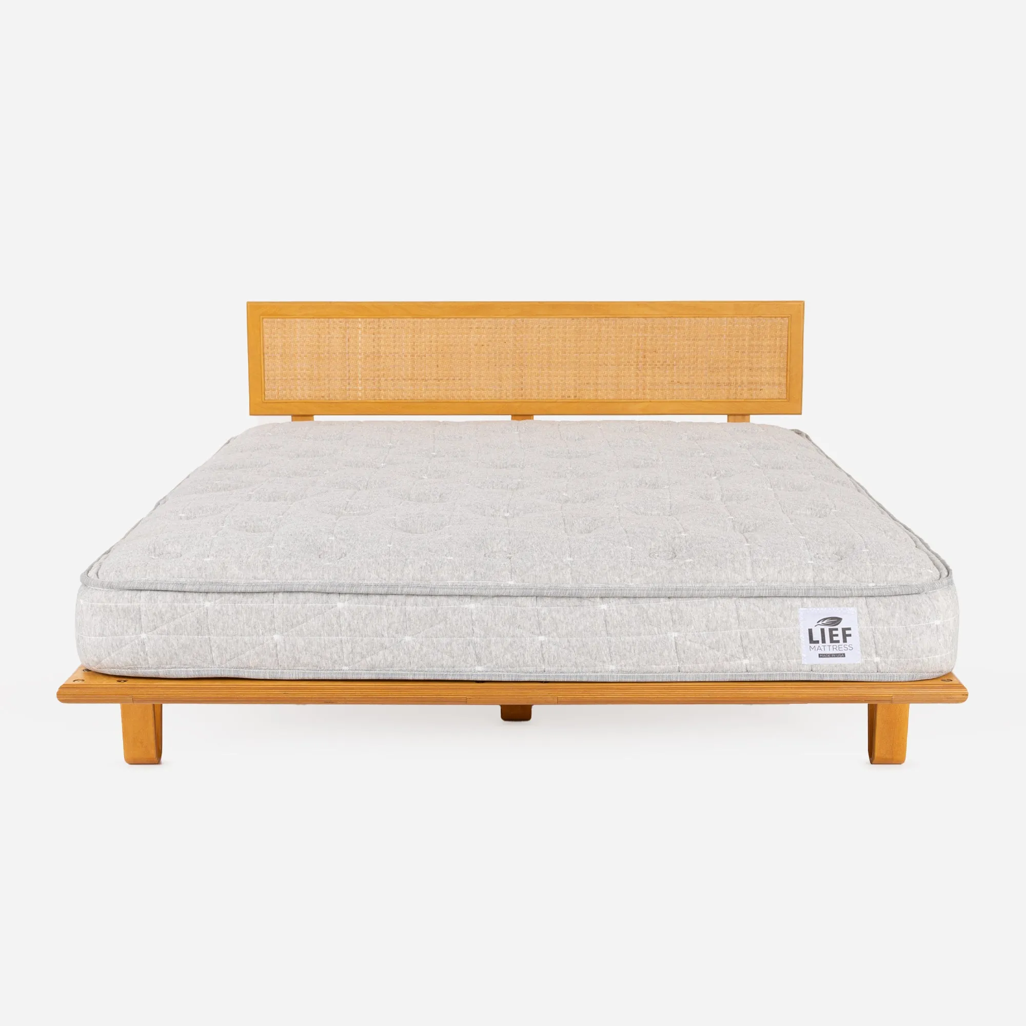 Case Study® Furniture Bentwood Bed with Cane Headboard & Lief® Mattress Bundle