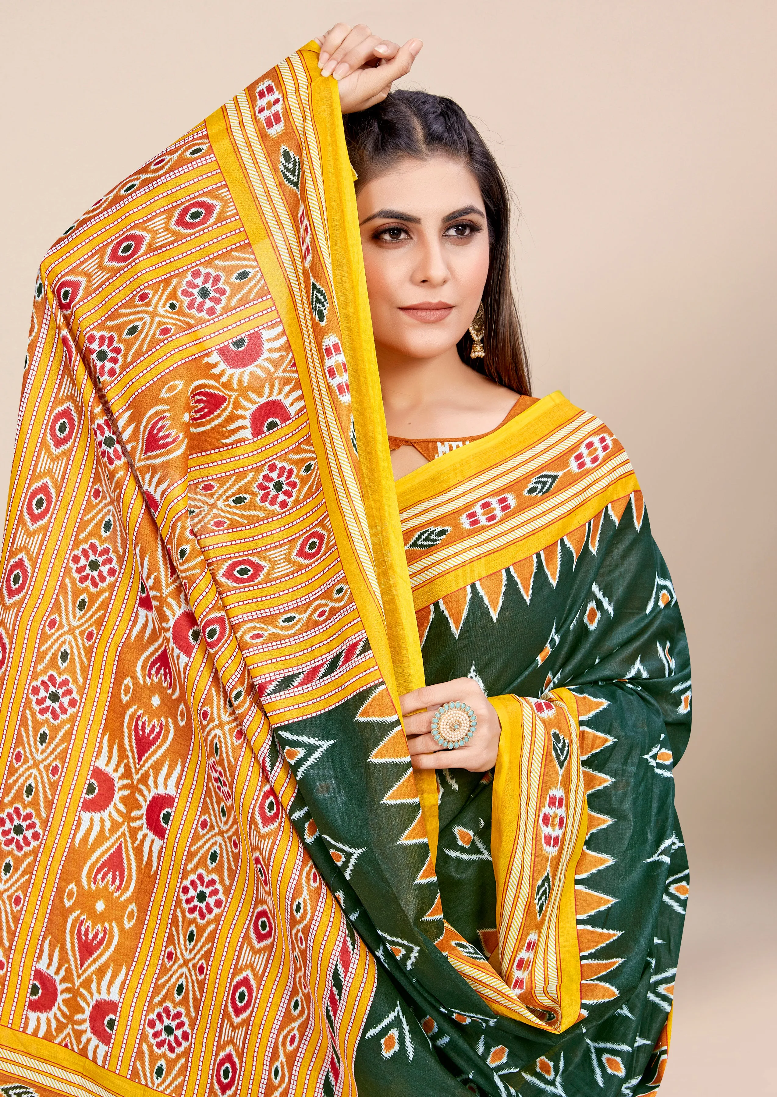 Charming Pure Cotton Jaipur Block Print Saree With Blouse Piece