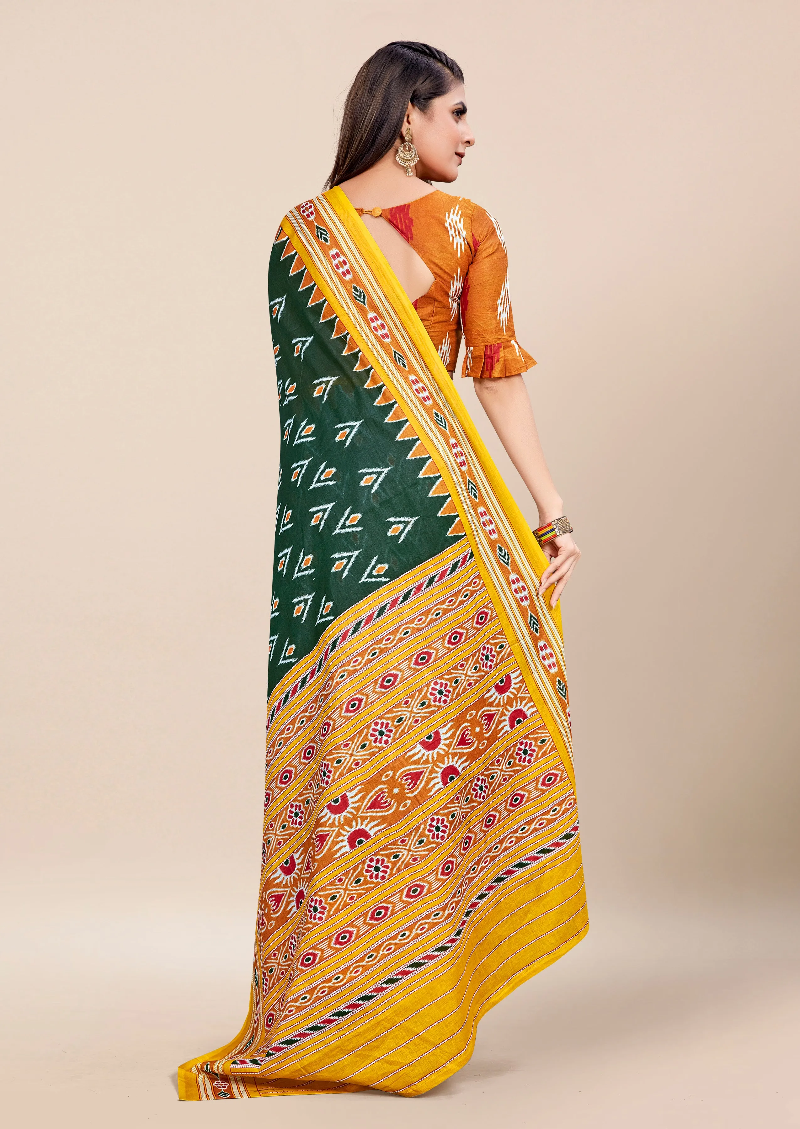 Charming Pure Cotton Jaipur Block Print Saree With Blouse Piece