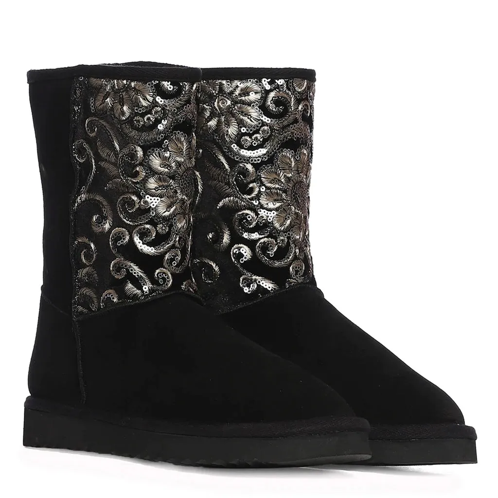 Corah Sequins Black Snug Boots