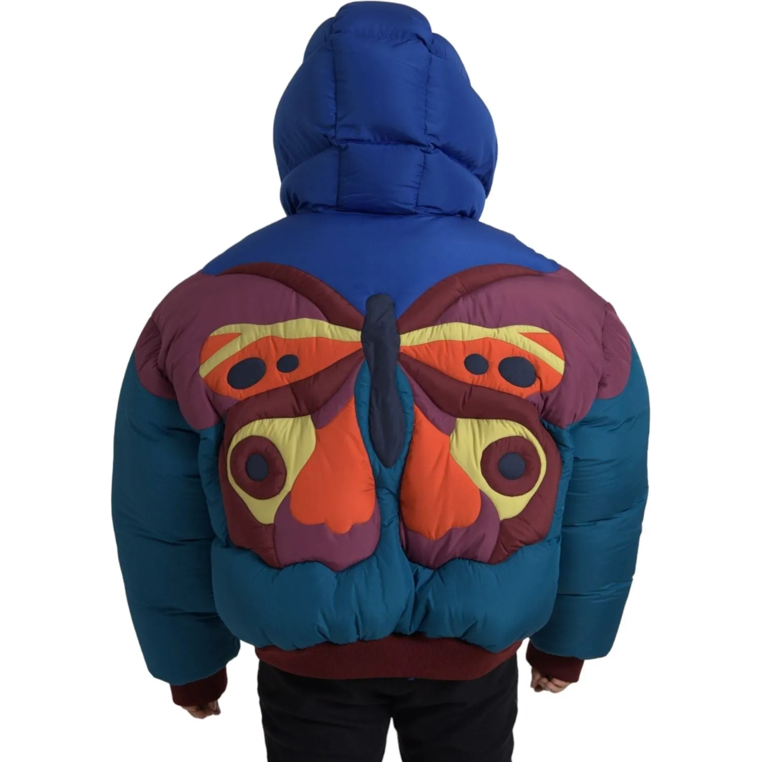 Dolce & Gabbana Multicolor Butterfly Hooded Puffer Jacket