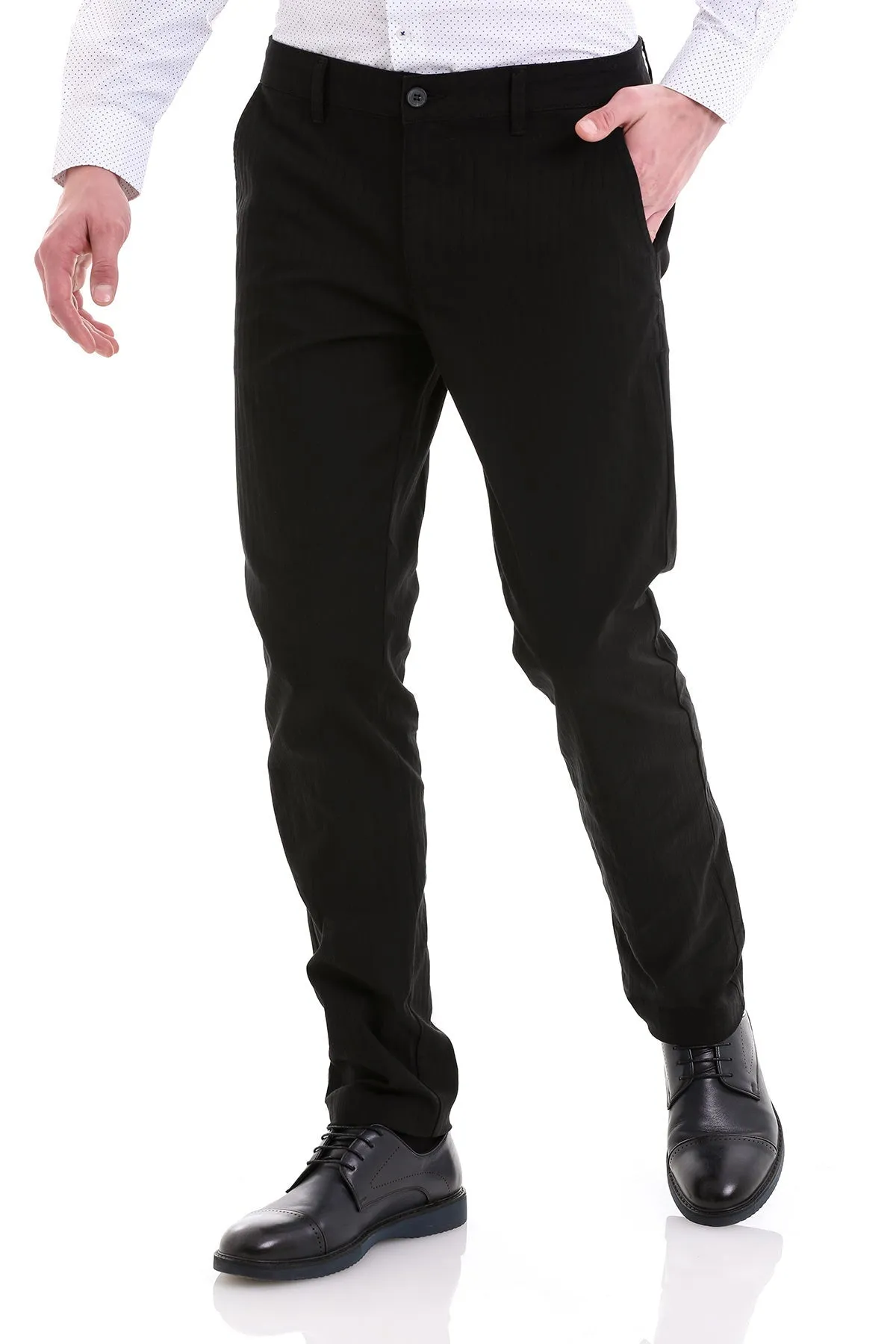 Dynamic Fit Side Pocket High Waist Cotton Black Casual Pants