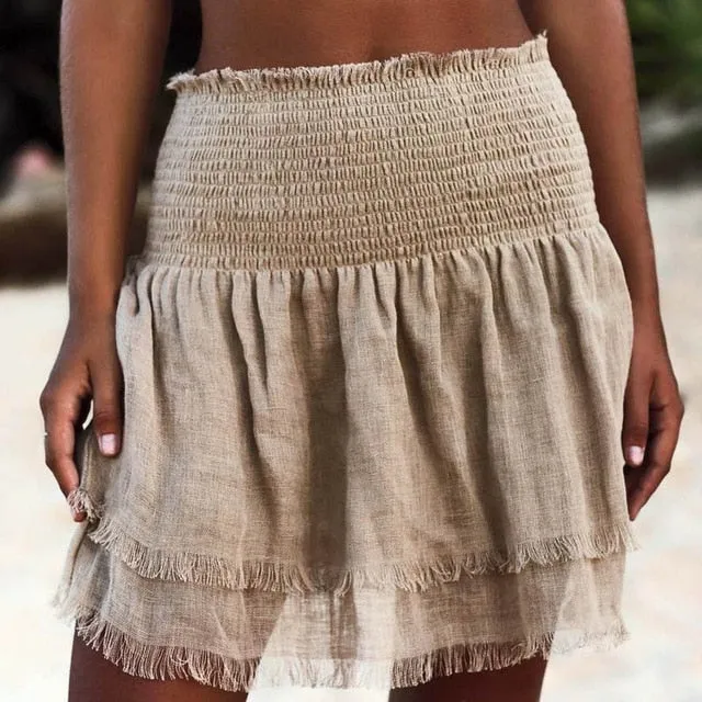 Fashion Loose Women Skirt Wrap Summer Holiday Sarong Swimming Beach Dress Wear Solid Short Bikini Casual Cover Up Skirt