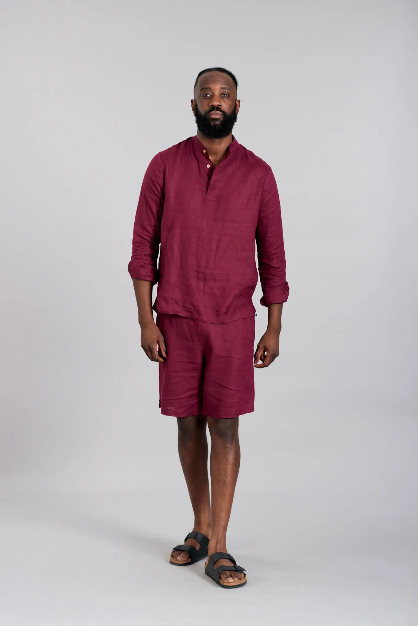 JERRY - Linen Shorts Berry