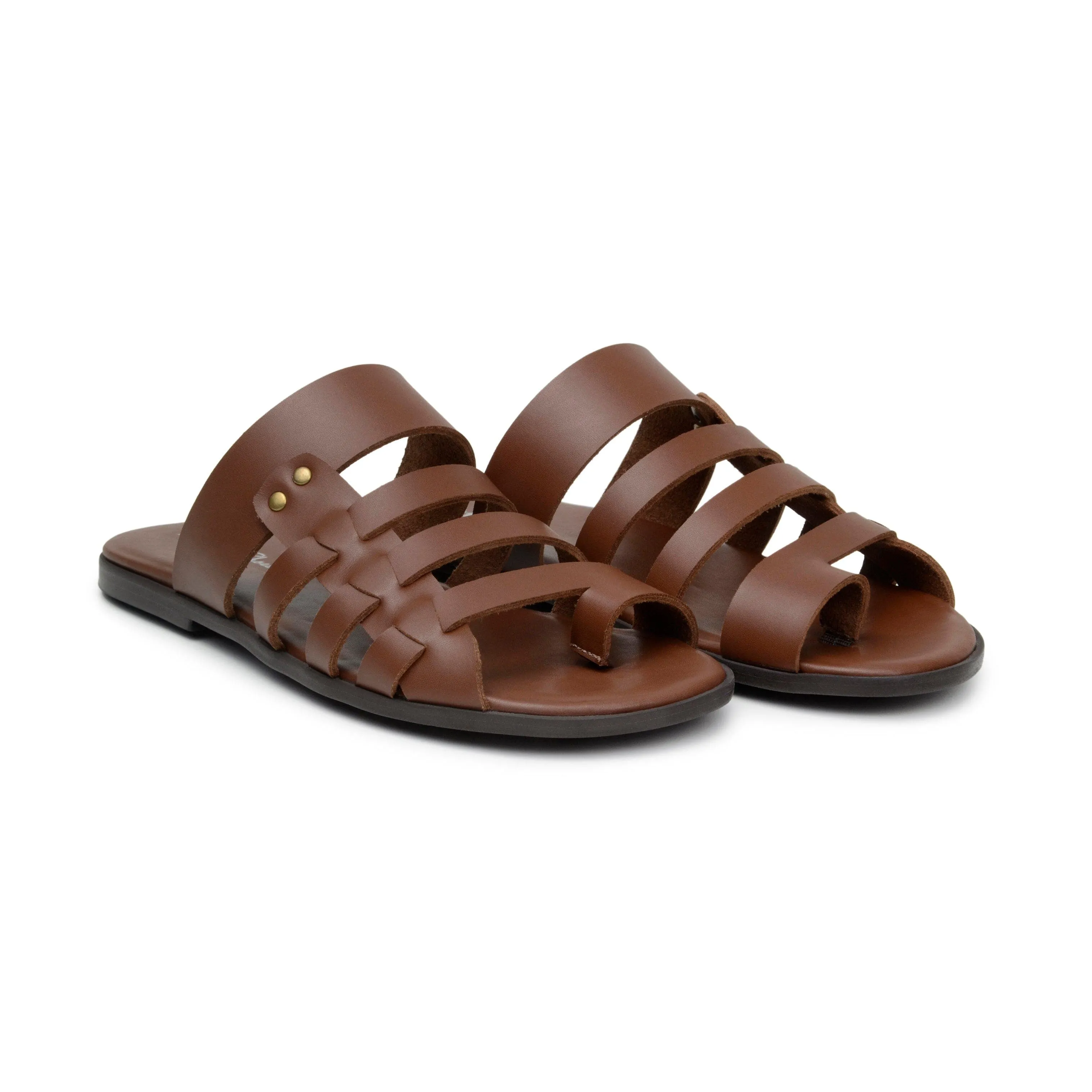 'Joel' men's sandal with vegan-leather upper - cognac