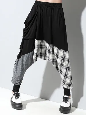 Loose Plaid Split-joint Harem Pants