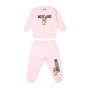 Moschino Baby Printed Logo Pink Two-Pieces Tracksuit Set