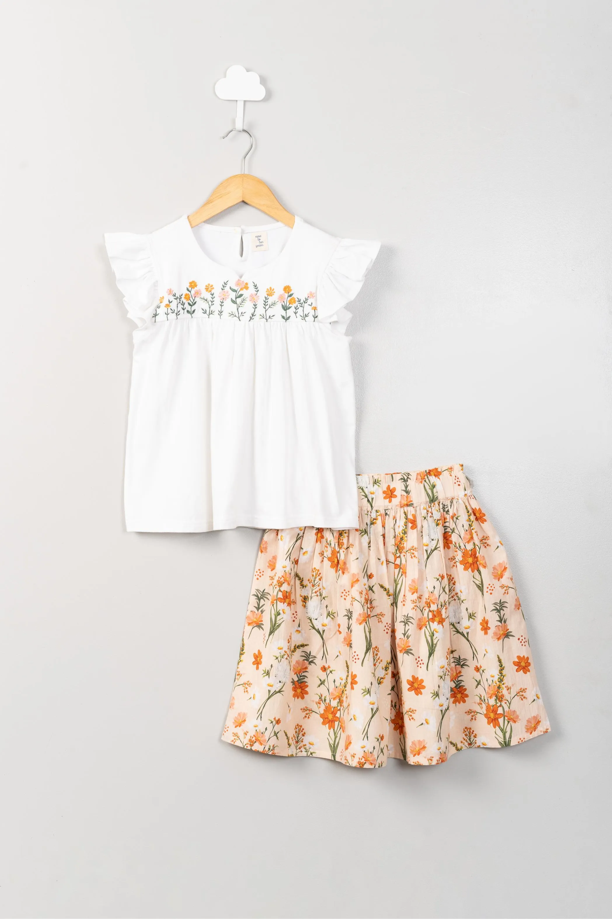 Orange Garden Skirt/ Shorts Set