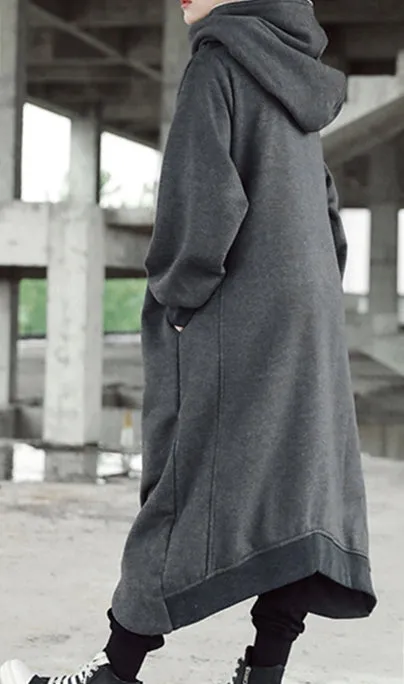 Overlong Gotham City Hooded Irregular Long Loose Windbreaker Coat