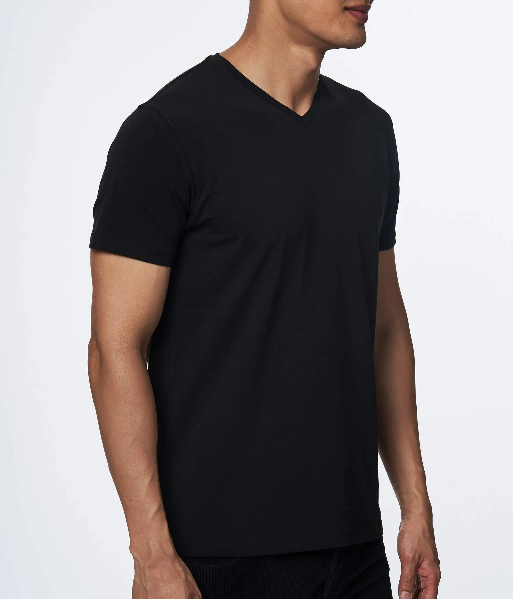 PIMA COTTON STRETCH V NECK BLACK 99A08VN