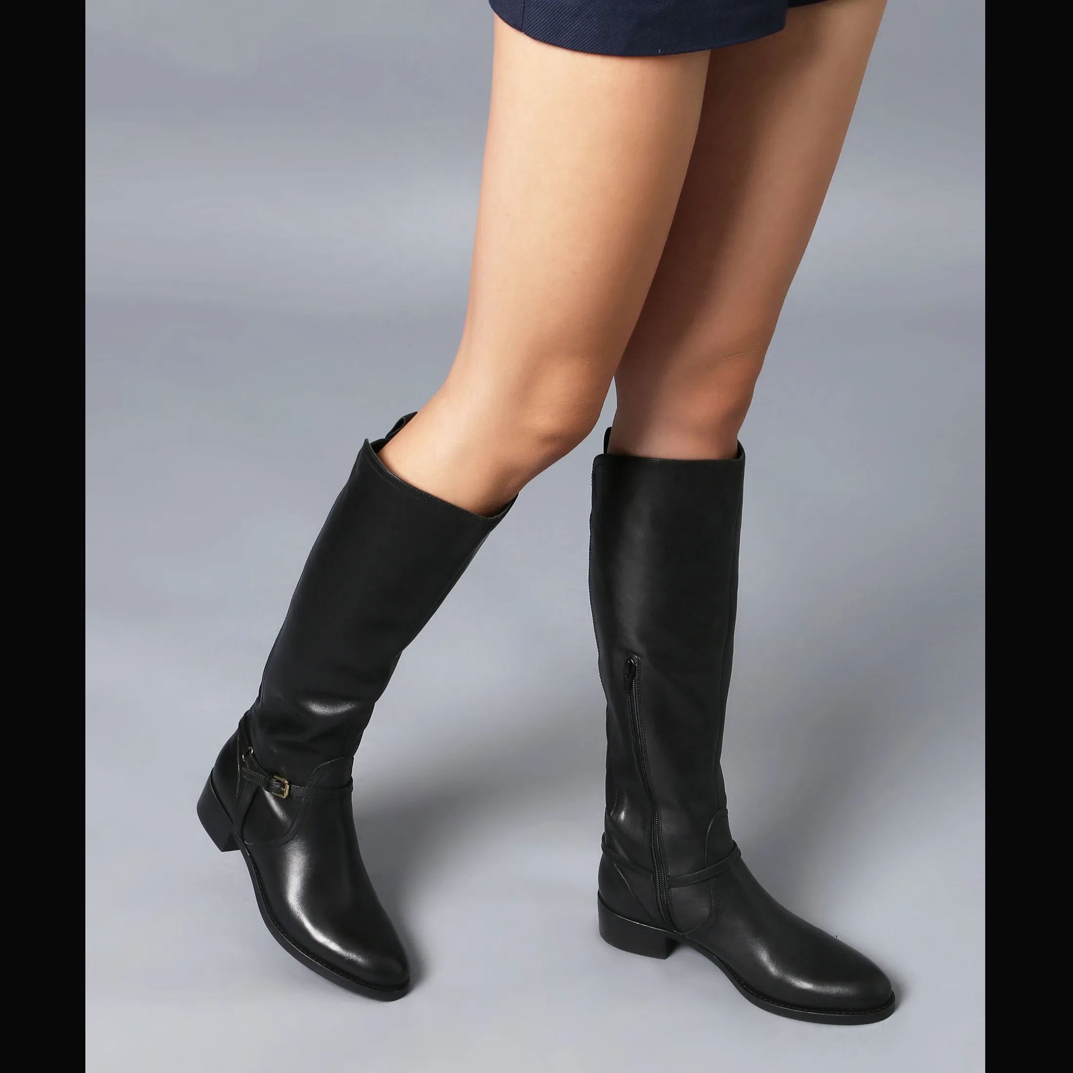 Saint Drusilla Black Leather Knee High Boots