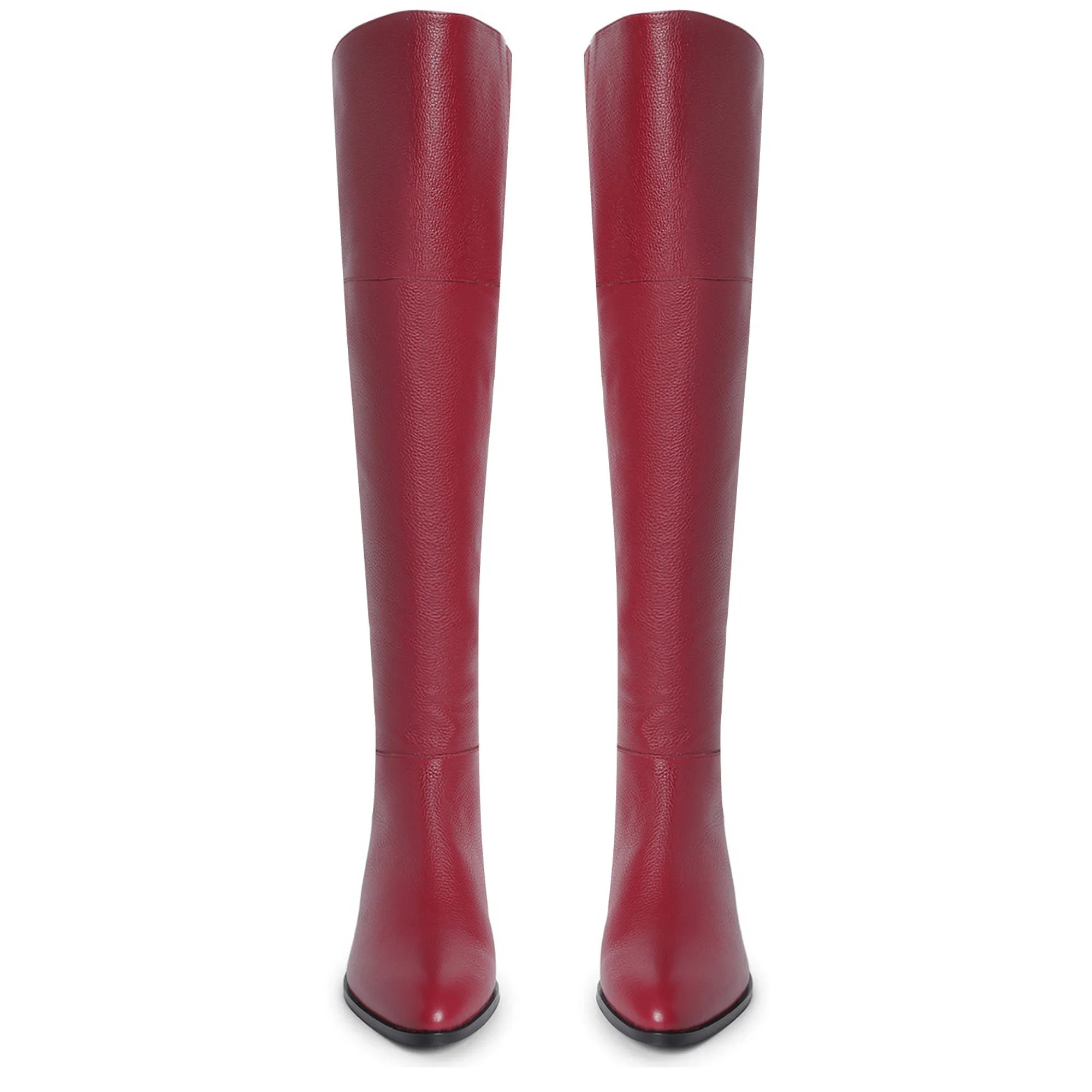 Saint Grace Burgundy Leather Above The Knee Boots