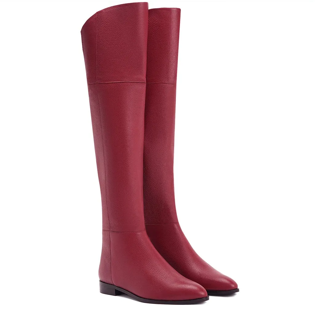 Saint Grace Burgundy Leather Above The Knee Boots