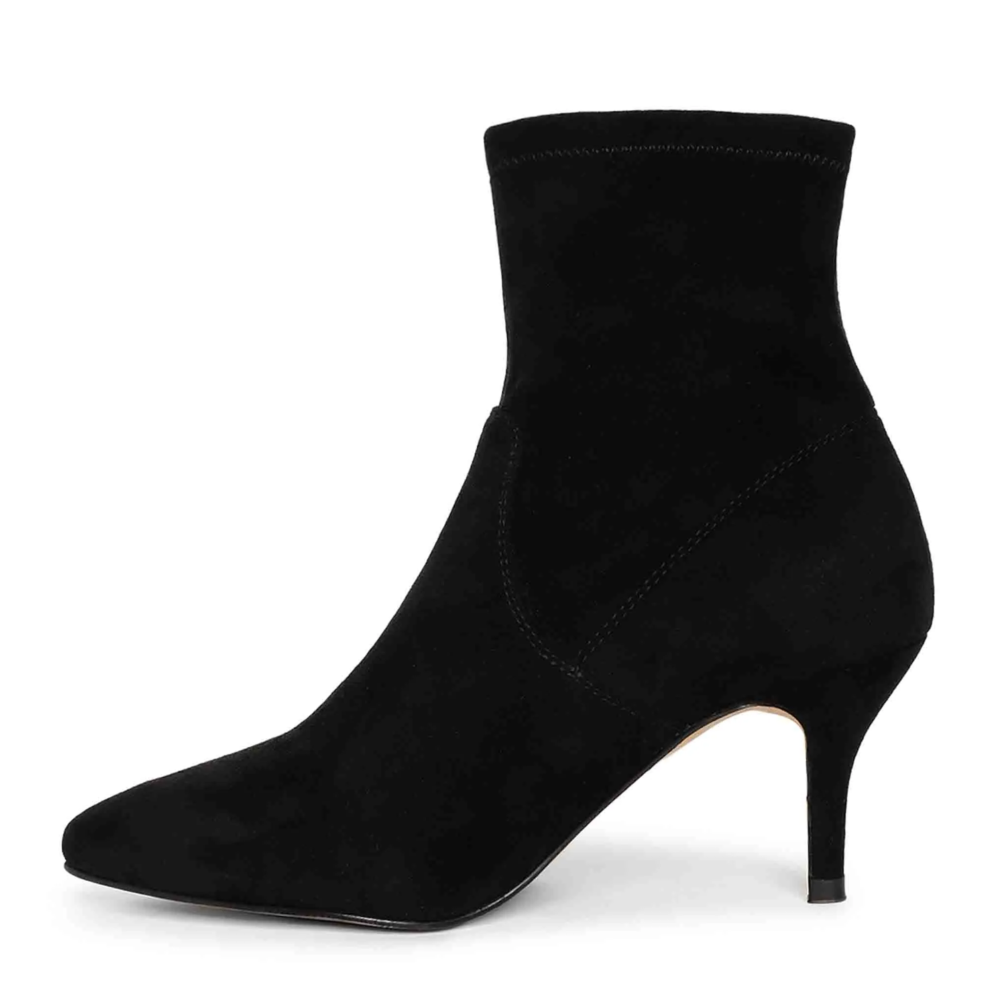 Saint Jemima Black Stretch Suede Kitten Heel Ankle Boots