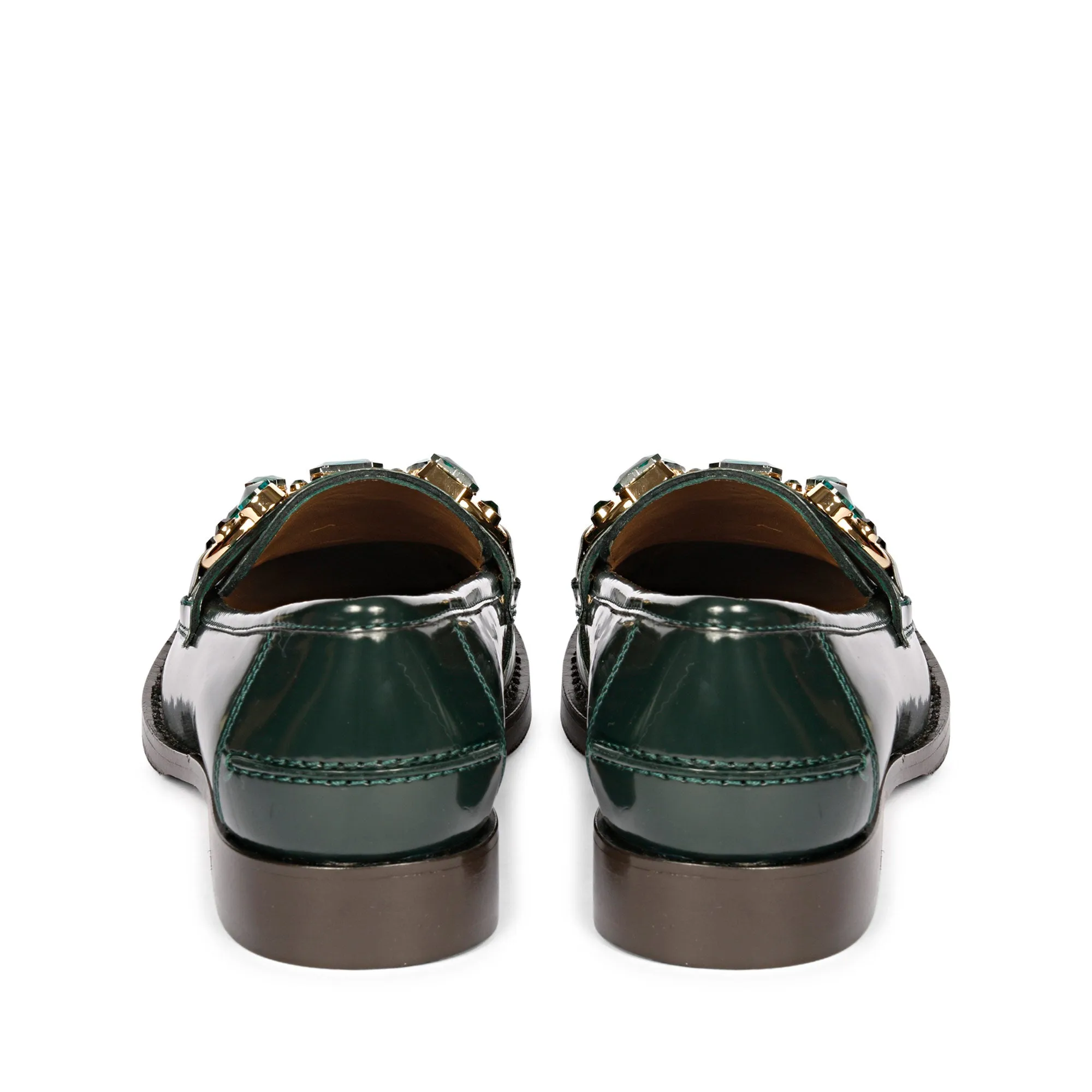 Saint Livia Green Leather Moccasins