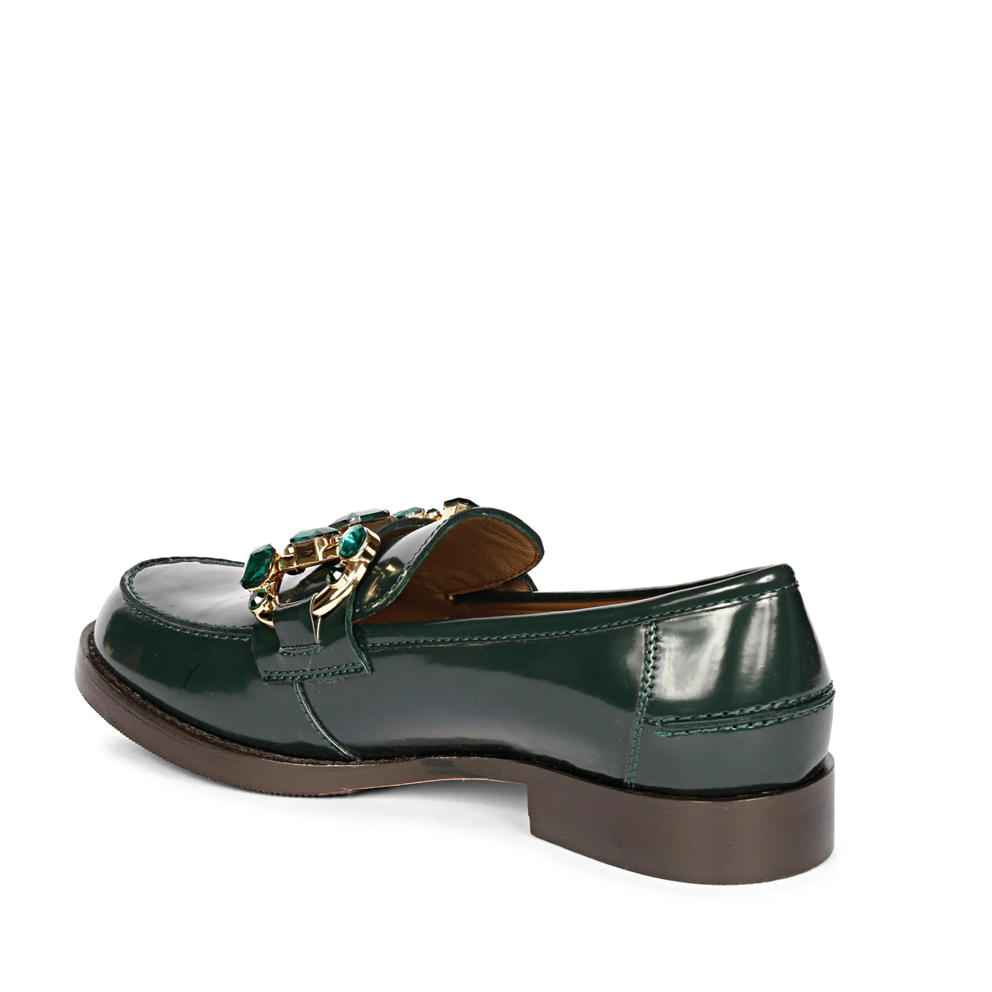 Saint Livia Green Leather Moccasins