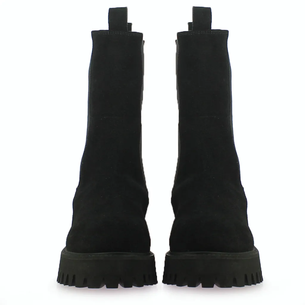 Saint Paolina Black Suede Leather High Ankle Boots