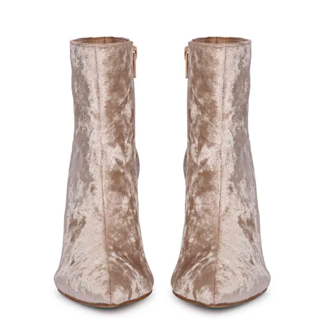 Saint Vienna Beige Stretch Suede Ankle Boots