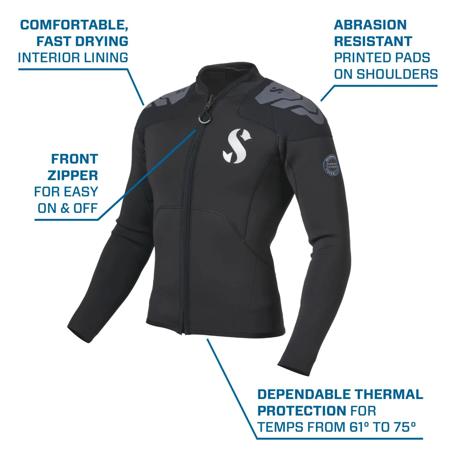 SCUBAPRO - Everflex YULEX® Dive Long Sleeve Top, Men, 3mm