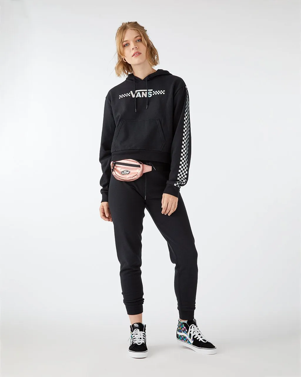 Shine It Crop Hoodie - Black