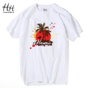 T-Shirts Hanhent Hawaii Coconut Trees Man Summer Short Sleeve Cotton New