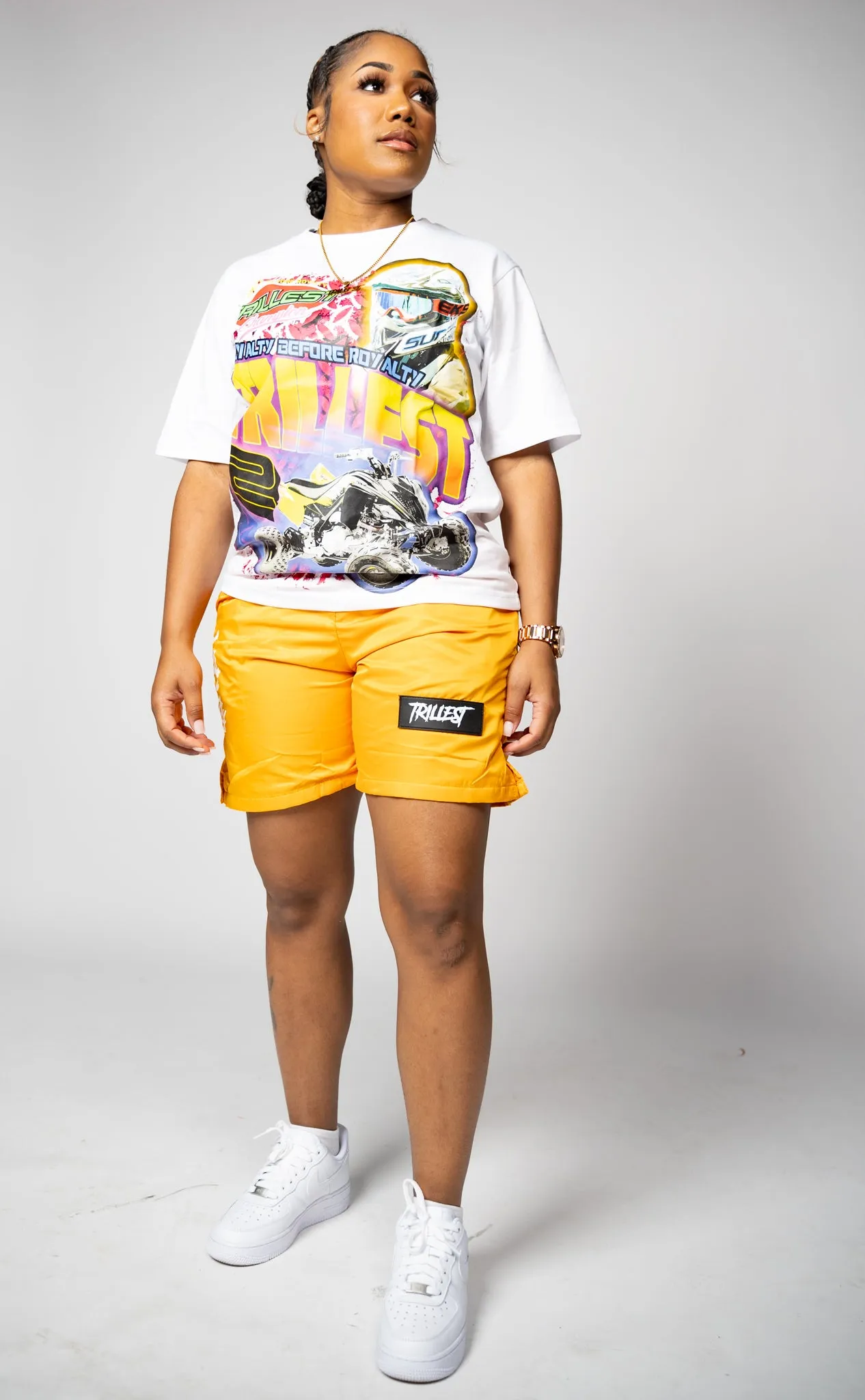 Trillest Nylon Rubber Patch Shorts - Gold